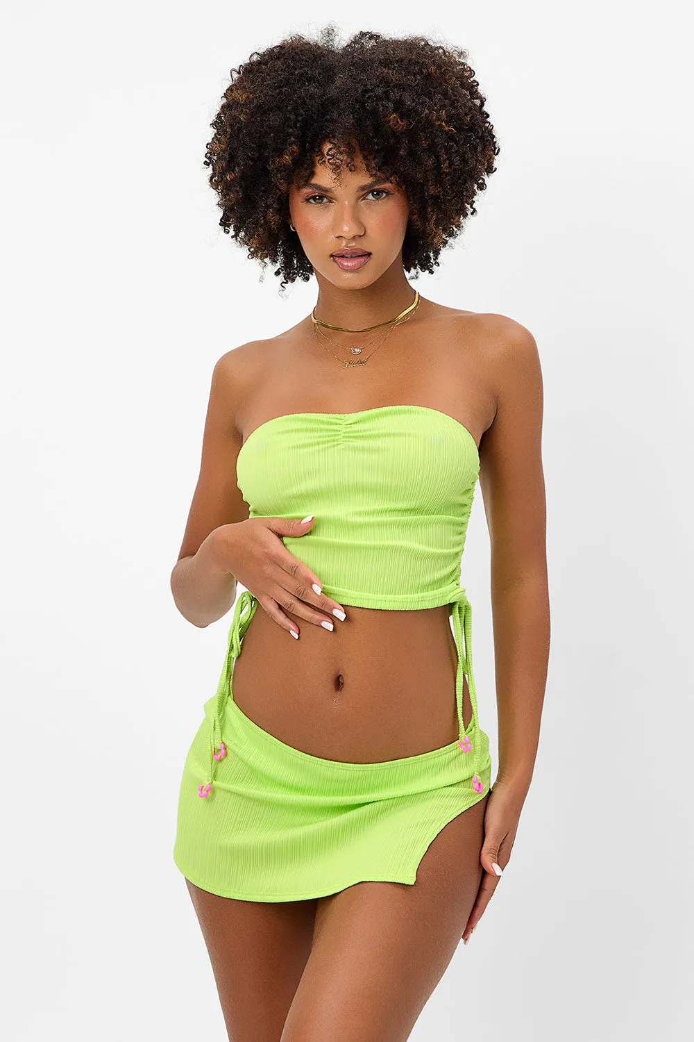Marty Plissé Swim Skirt Bikini Bottom - Kiwi sold by Frankie's Bikinis product image thumbnail 3