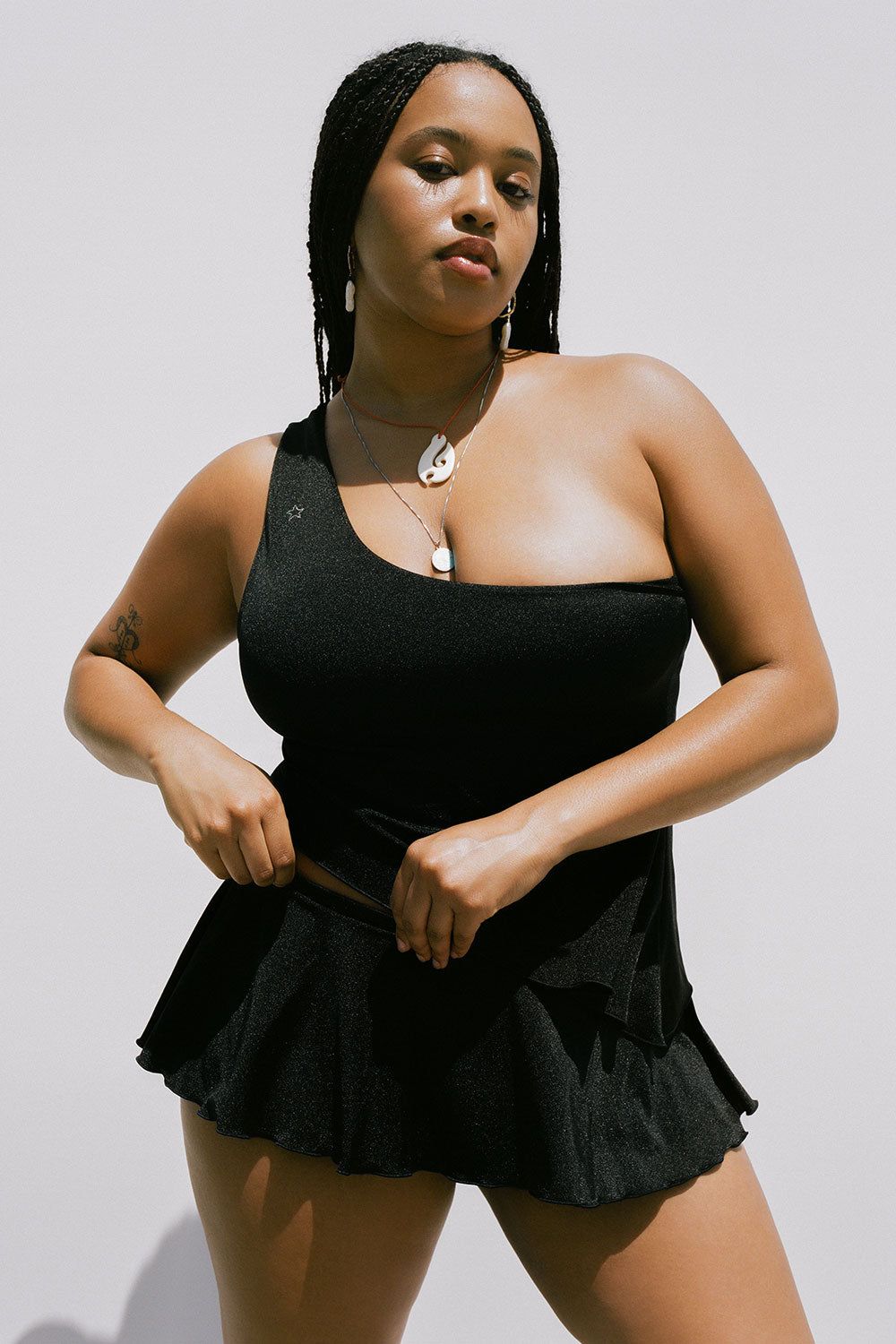 Izabella Shine Swim Skirt Bikini Bottom - Black - Extended sold by Frankie's Bikinis product image thumbnail 2