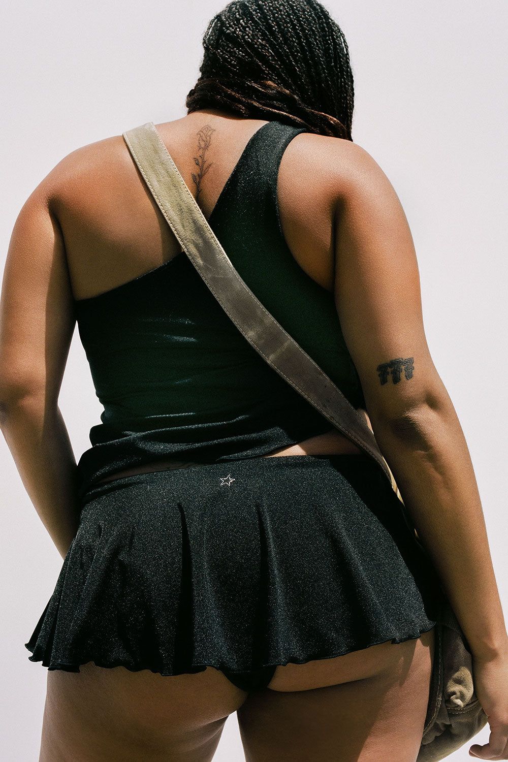 Izabella Shine Swim Skirt Bikini Bottom - Black - Extended sold by Frankie's Bikinis product image thumbnail 3