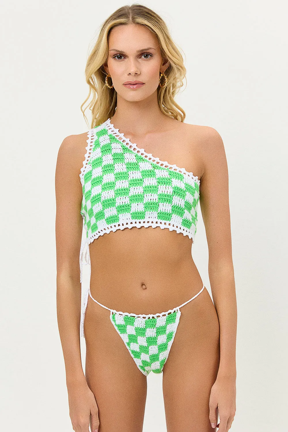 Ingrid Crochet Bikini Bottom - Jade Checker sold by Frankie's Bikinis product image thumbnail 3