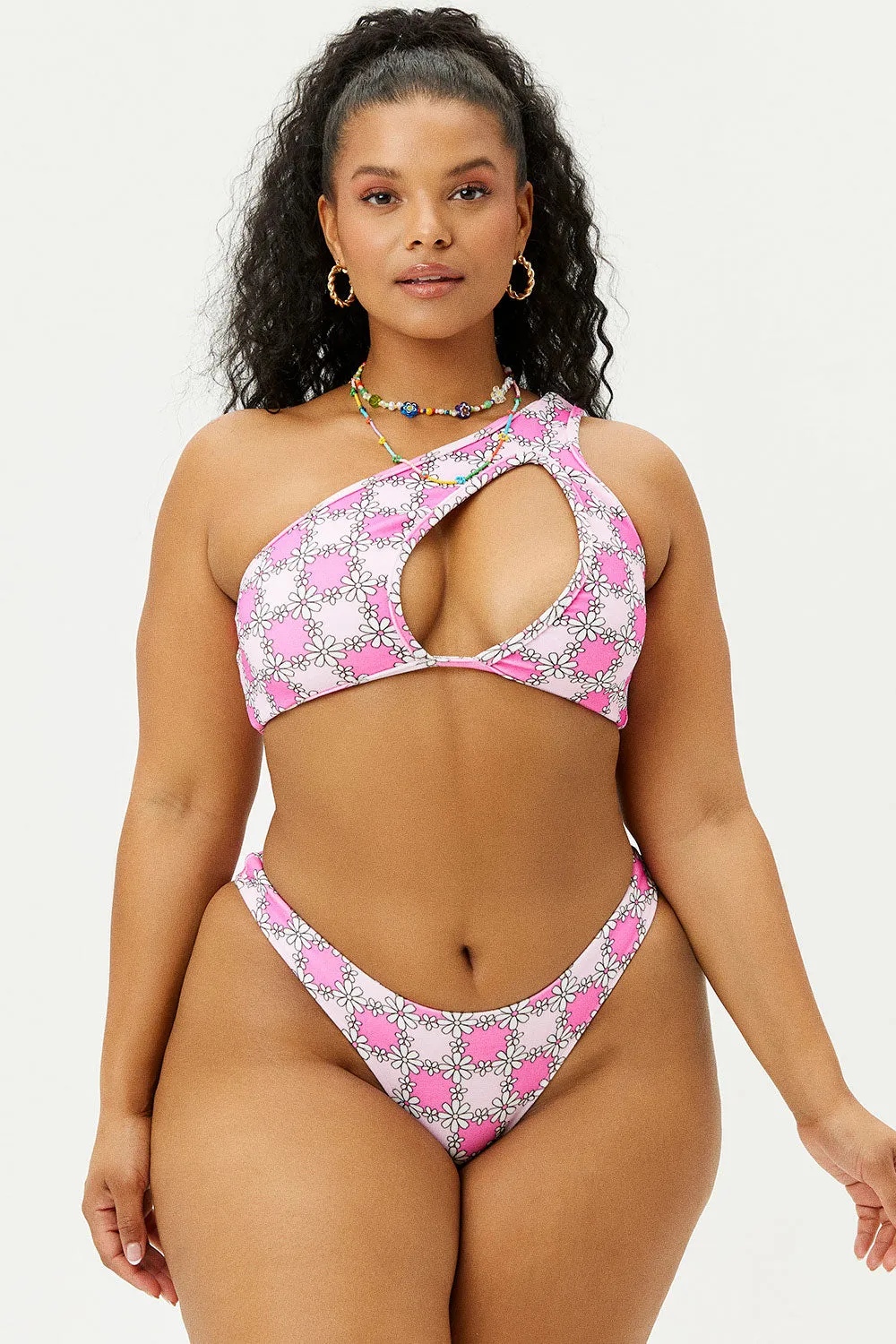 Katarina Terry Cheeky Bikini Bottom - Pink Daisy sold by Frankie's Bikinis product image thumbnail 3