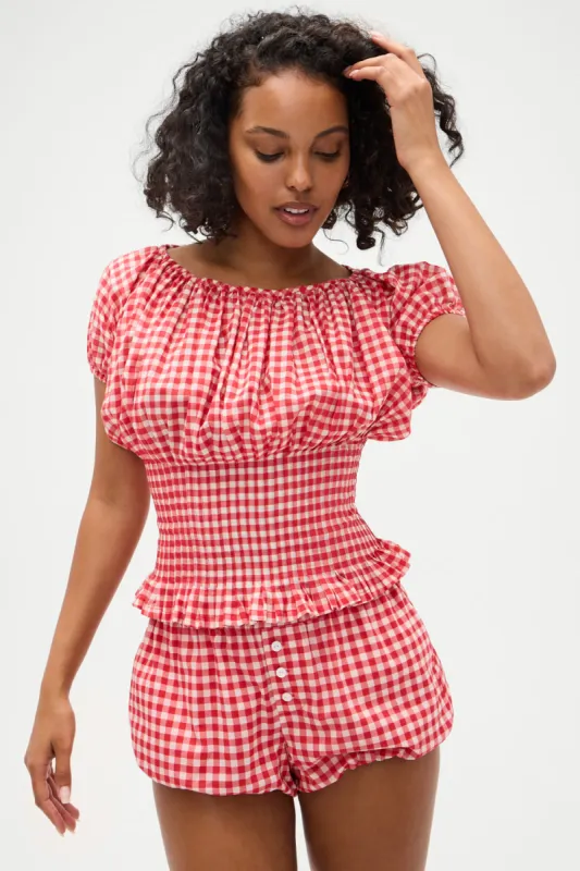 Cider Gingham Blouse  - Cherry Gingham sold by Frankie's Bikinis