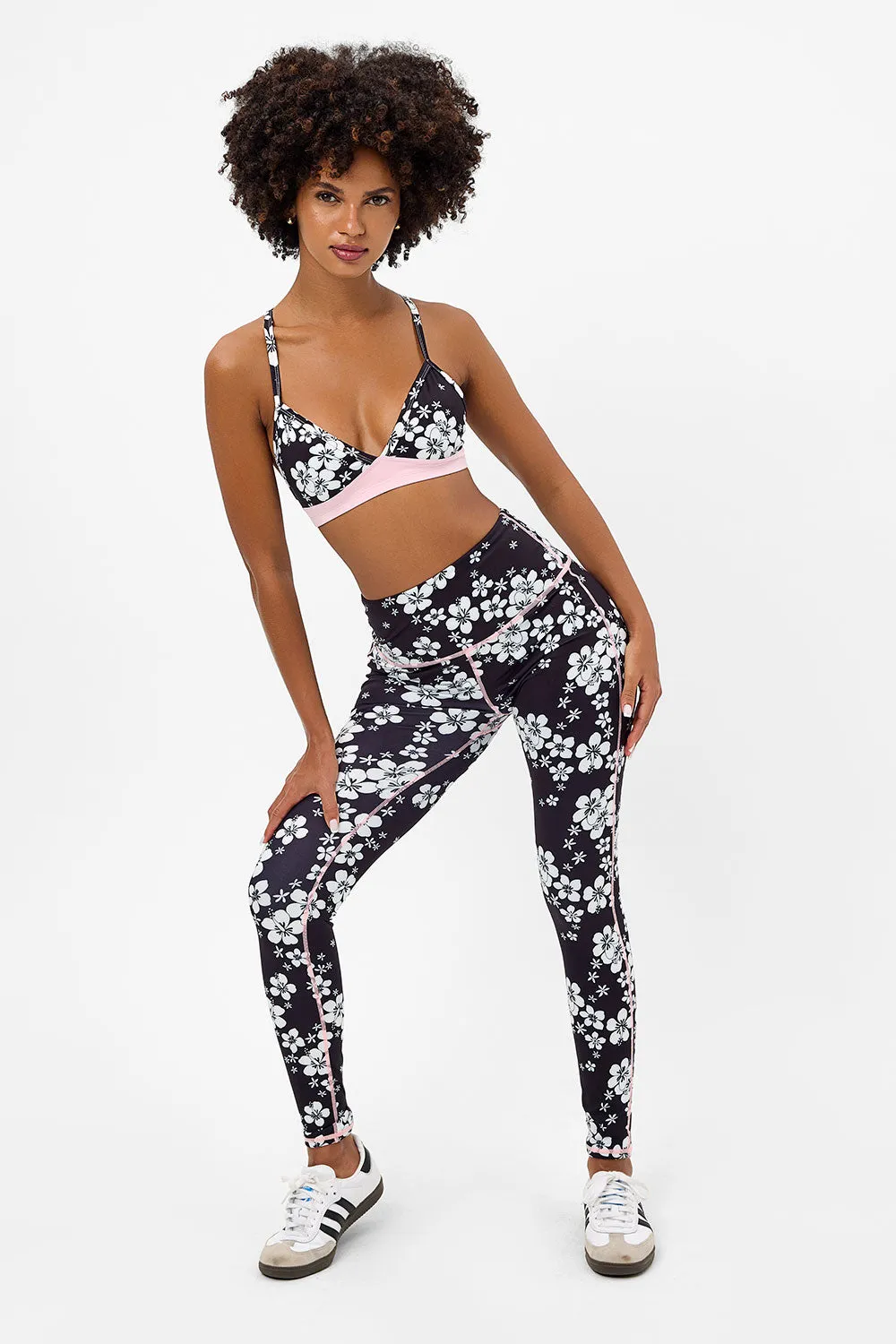 Billie Racerback Floral Sports Bra - Plush Plumeria sold by Frankie's Bikinis product image thumbnail 3