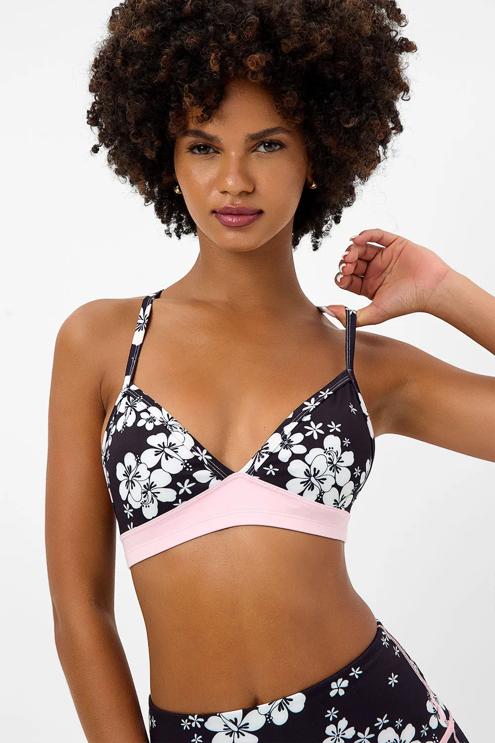 Billie Racerback Floral Sports Bra - Plush Plumeria sold by Frankie's Bikinis product image thumbnail 2