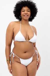 Tia Plissé Triangle Bikini Top - Optic White - Extended sold by Frankie's Bikinis