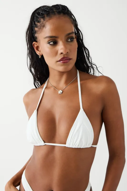 Sky Triangle Ribbed Bikini Top - White sold by Frankie's Bikinis