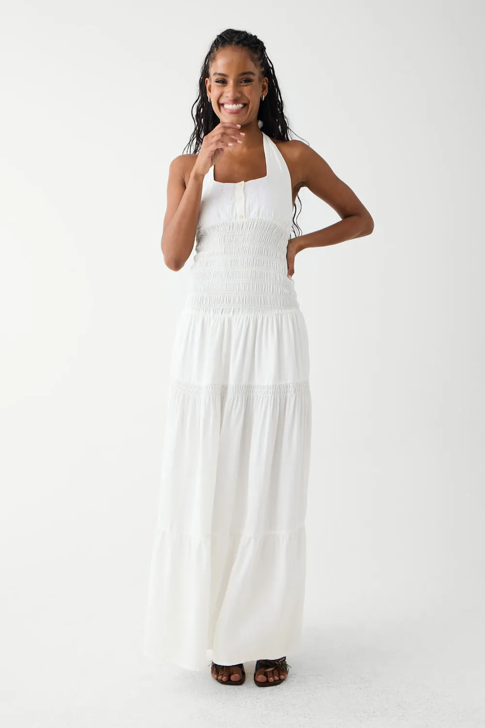 River Halter Maxi Dress - White sold by Frankie's Bikinis product image thumbnail 4