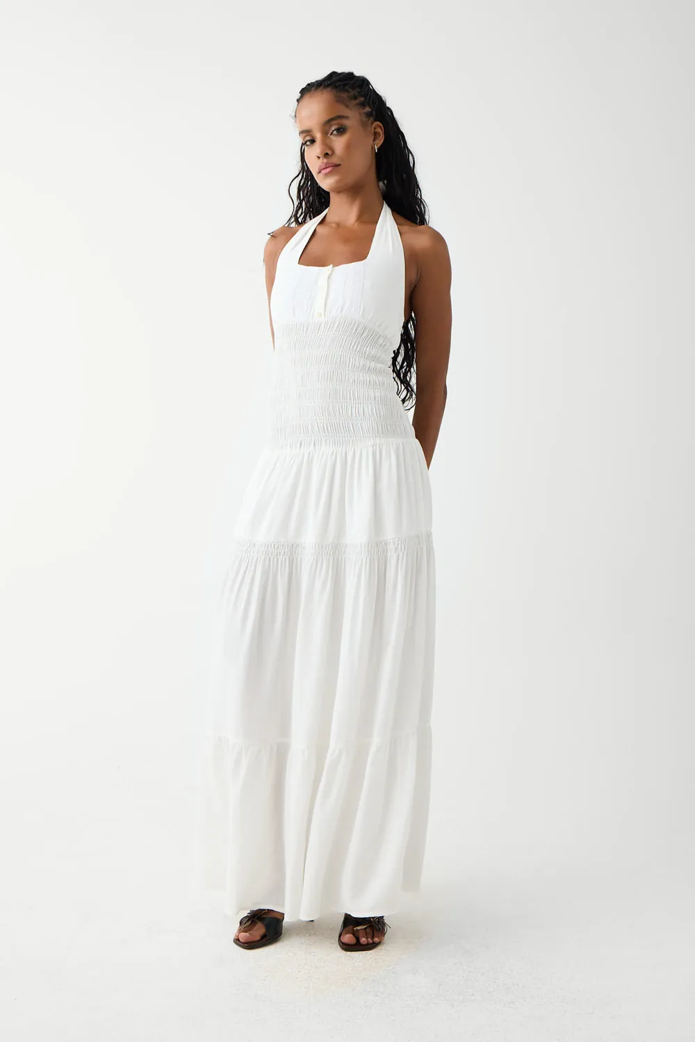 River Halter Maxi Dress - White sold by Frankie's Bikinis
