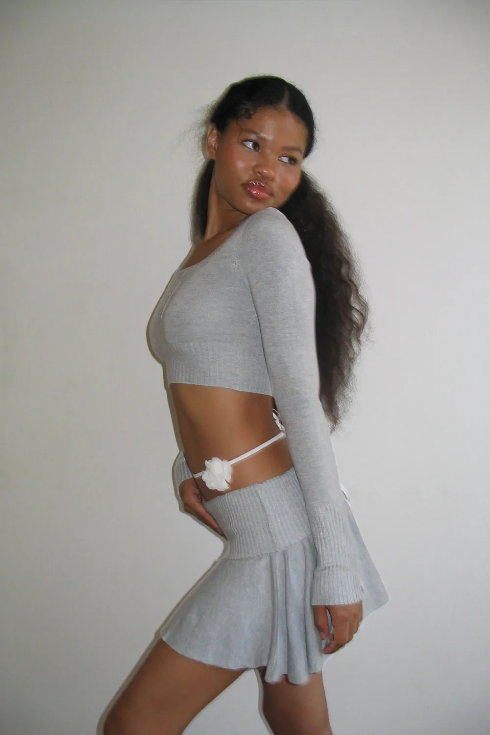 Claude Lightweight Knit Mini Skirt - Heather Grey sold by Frankie's Bikinis product image thumbnail 3