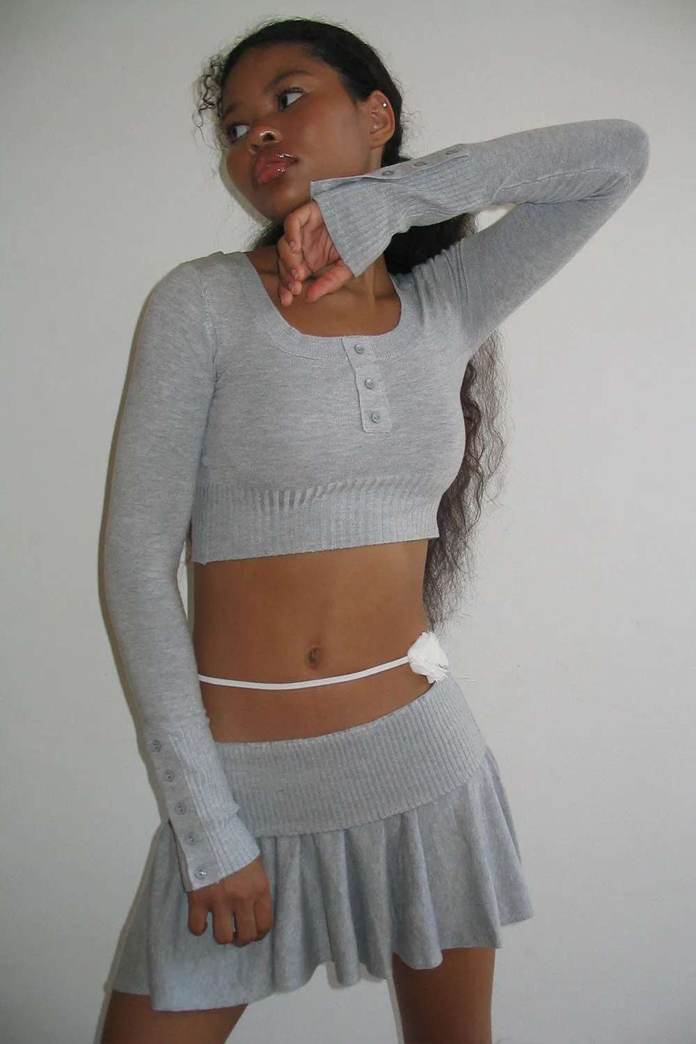 Claude Lightweight Knit Mini Skirt - Heather Grey sold by Frankie's Bikinis product image thumbnail 2