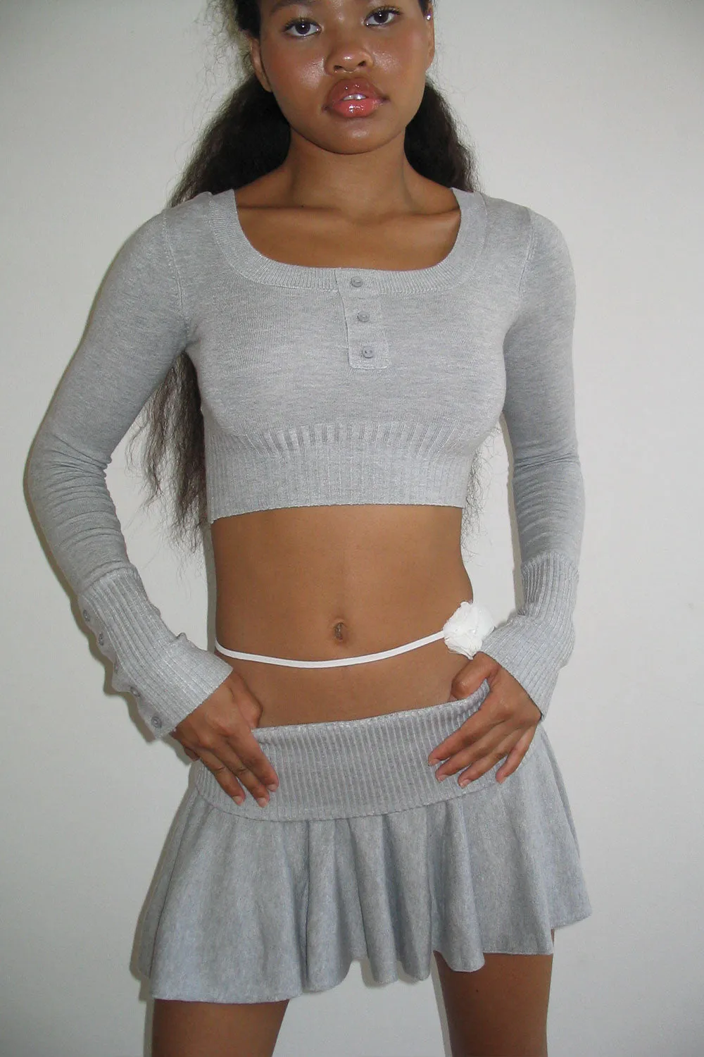 Claude Lightweight Knit Mini Skirt - Heather Grey sold by Frankie's Bikinis product image thumbnail 5