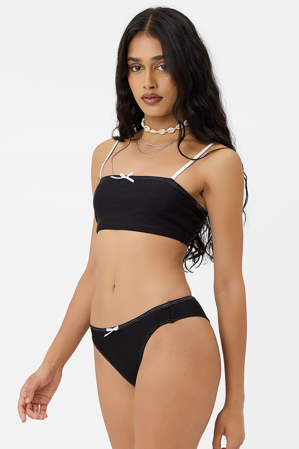 x GIGI HADID Taurus Shine Bralette Bikini Top - Black White sold by Frankie's Bikinis