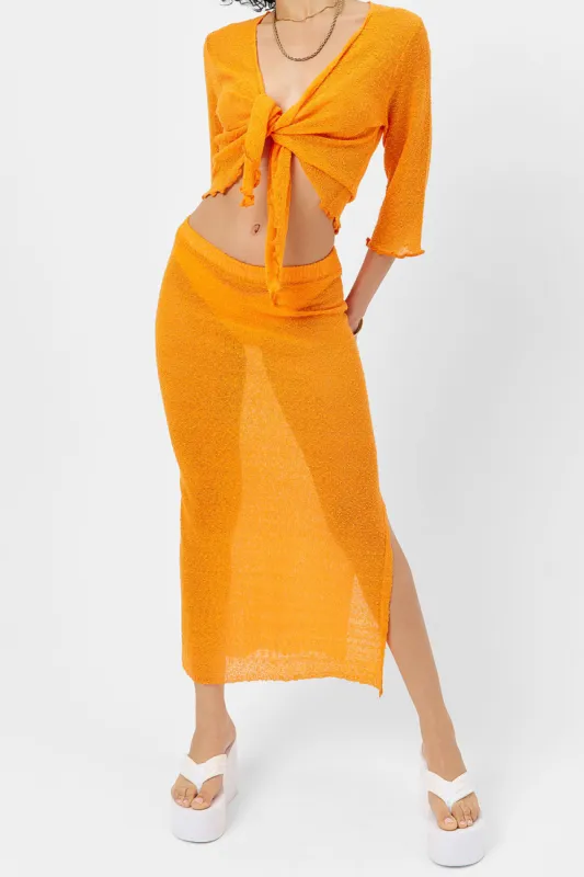 Opal Knit Midi Skirt - Orange Novelty sold by Frankie's Bikinis