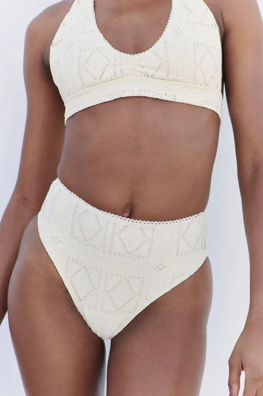 Jenna High Waist Bikini Bottom - Angel Dust sold by Frankie's Bikinis