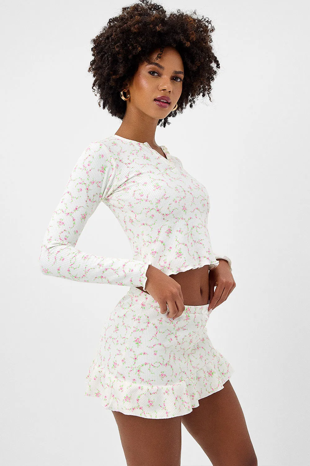 Lake Waffle Long Sleeve Top - Day Lily sold by Frankie's Bikinis product image thumbnail 2