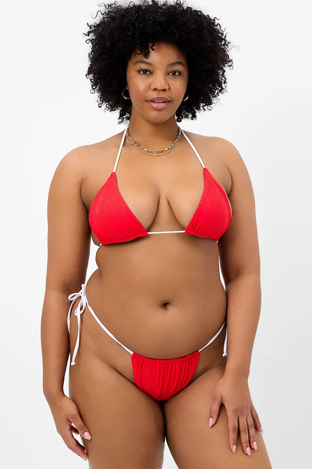 Tia Textured String Bikini Bottom - Flame sold by Frankie's Bikinis product image thumbnail 3