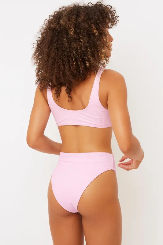Jenna High Waist Bikini Bottom - Love Pink sold by Frankie's Bikinis