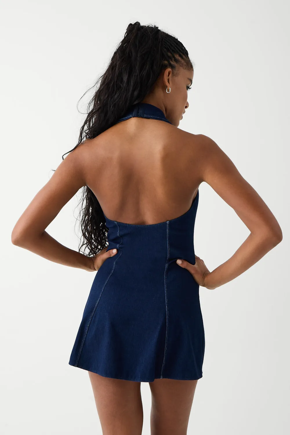 Moonlight Denim Halter Dress - Blue Denim sold by Frankie's Bikinis product image thumbnail 4