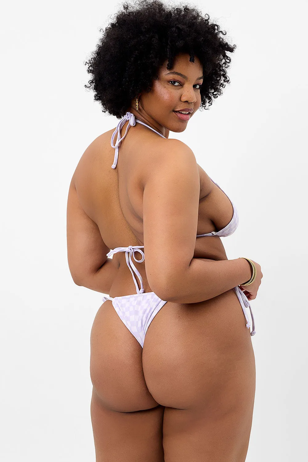 Tia Checkered String Bikini Bottom - Purple Check sold by Frankie's Bikinis product image thumbnail 2