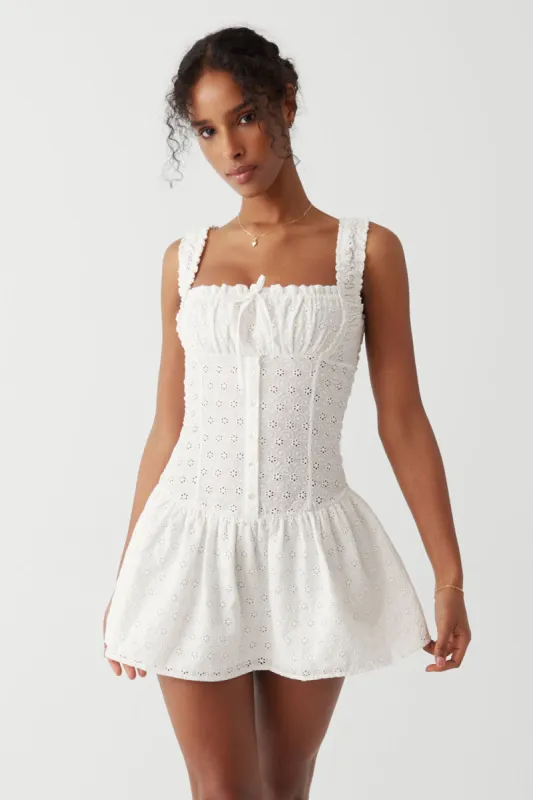 Christa Eyelet Mini Dress - Angel's Wing sold by Frankie's Bikinis