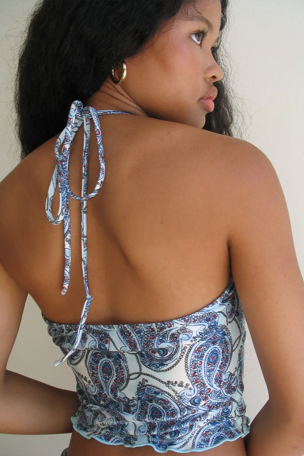 Marlowe Shine Halter Bikini Top - Paradiso Paisley sold by Frankie's Bikinis product image thumbnail 3