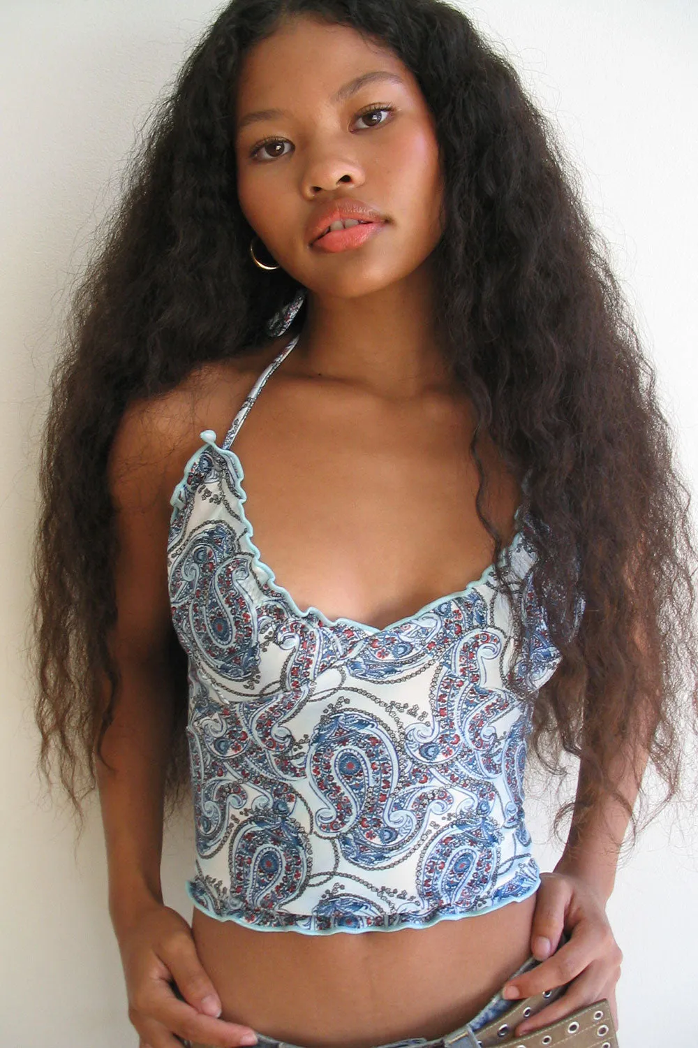 Marlowe Shine Halter Bikini Top - Paradiso Paisley sold by Frankie's Bikinis product image thumbnail 4