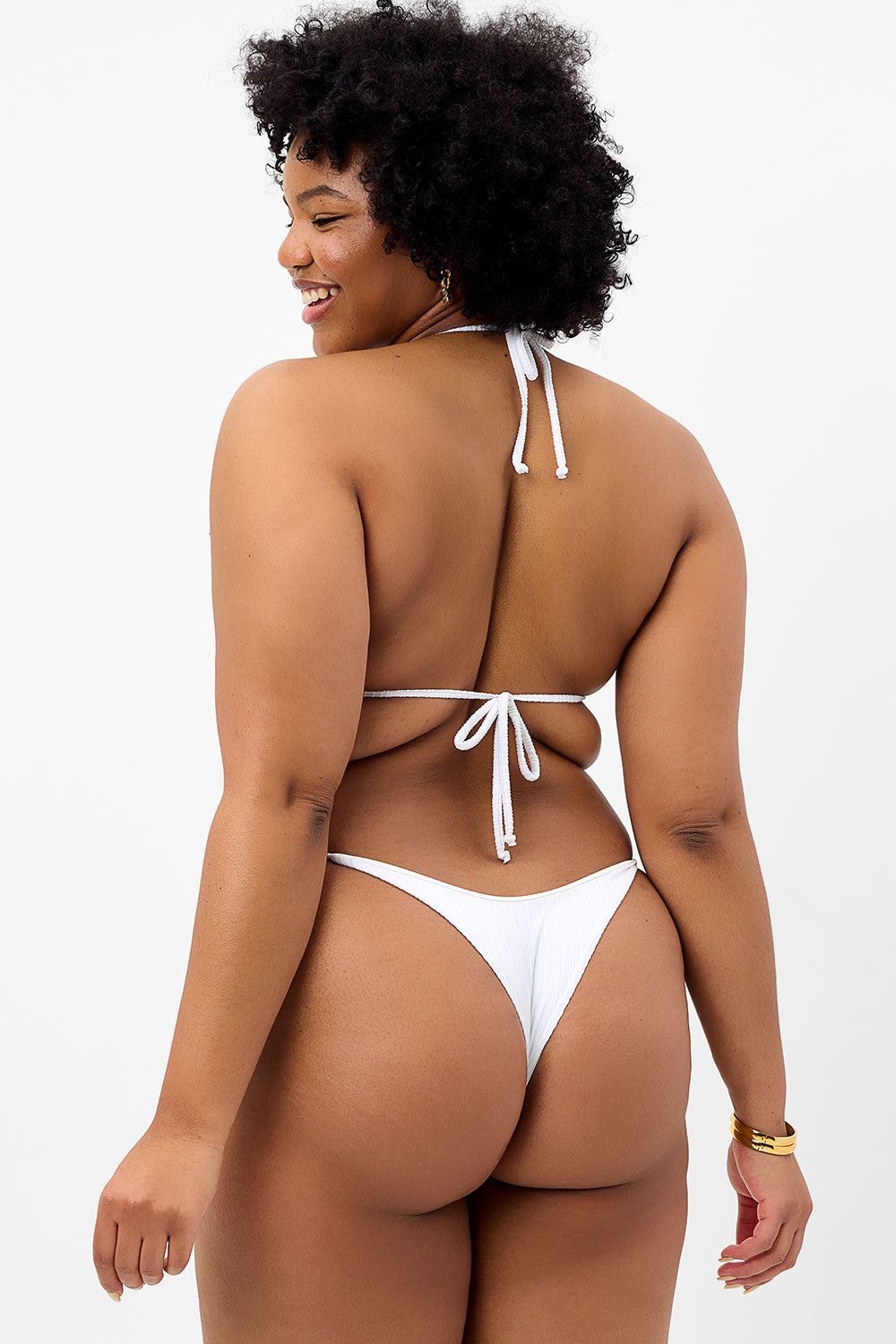 Sky Plissé String Bikini Top - Optic White - Extended sold by Frankie's Bikinis product image thumbnail 2