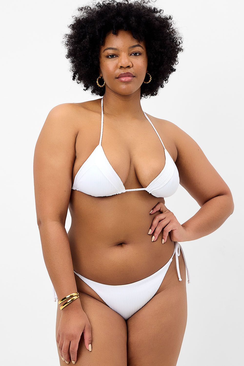 Sky Plissé String Bikini Top - Optic White - Extended sold by Frankie's Bikinis