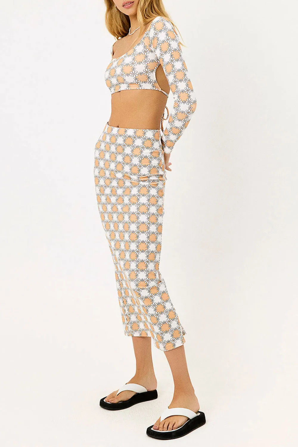 Piper Terry Long Sleeve Crop Top - Nude Daisy sold by Frankie's Bikinis product image thumbnail 3