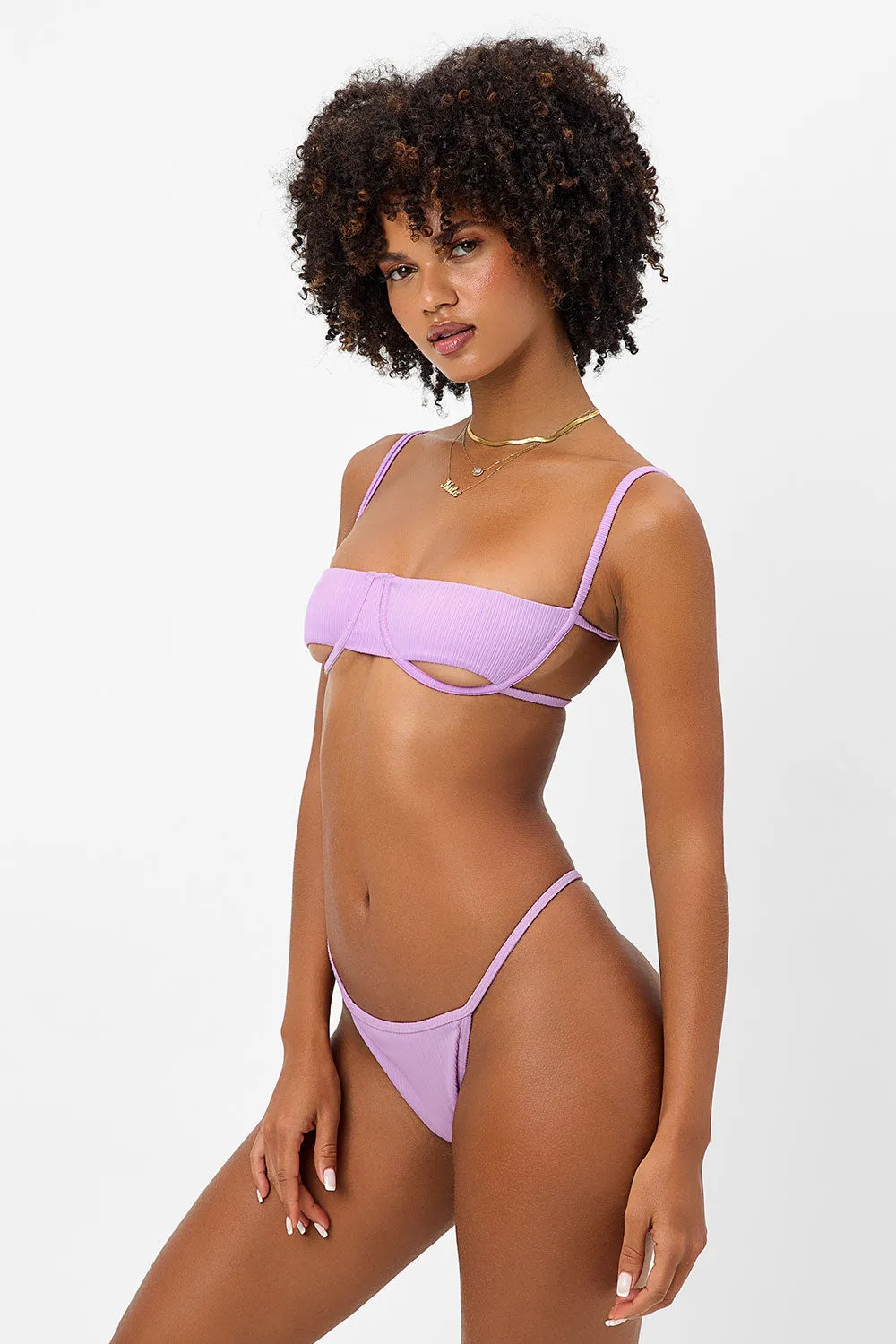 Harmony Plissé Thong Bikini Bottom - Wisteria sold by Frankie's Bikinis product image thumbnail 4