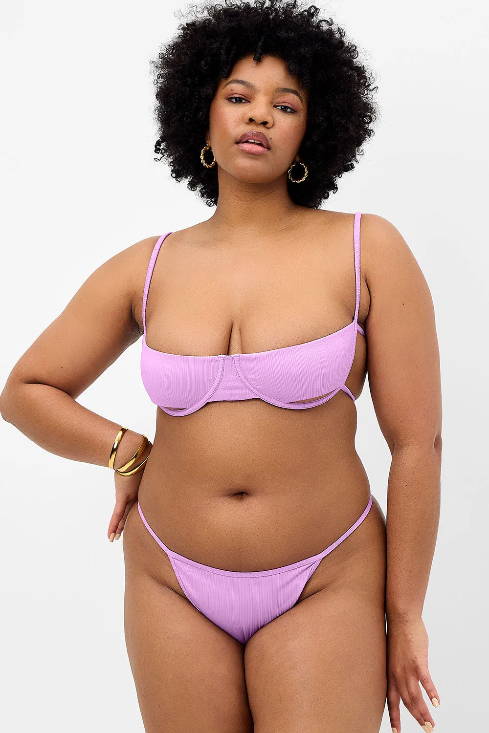Harmony Plissé Thong Bikini Bottom - Wisteria sold by Frankie's Bikinis product image thumbnail 3