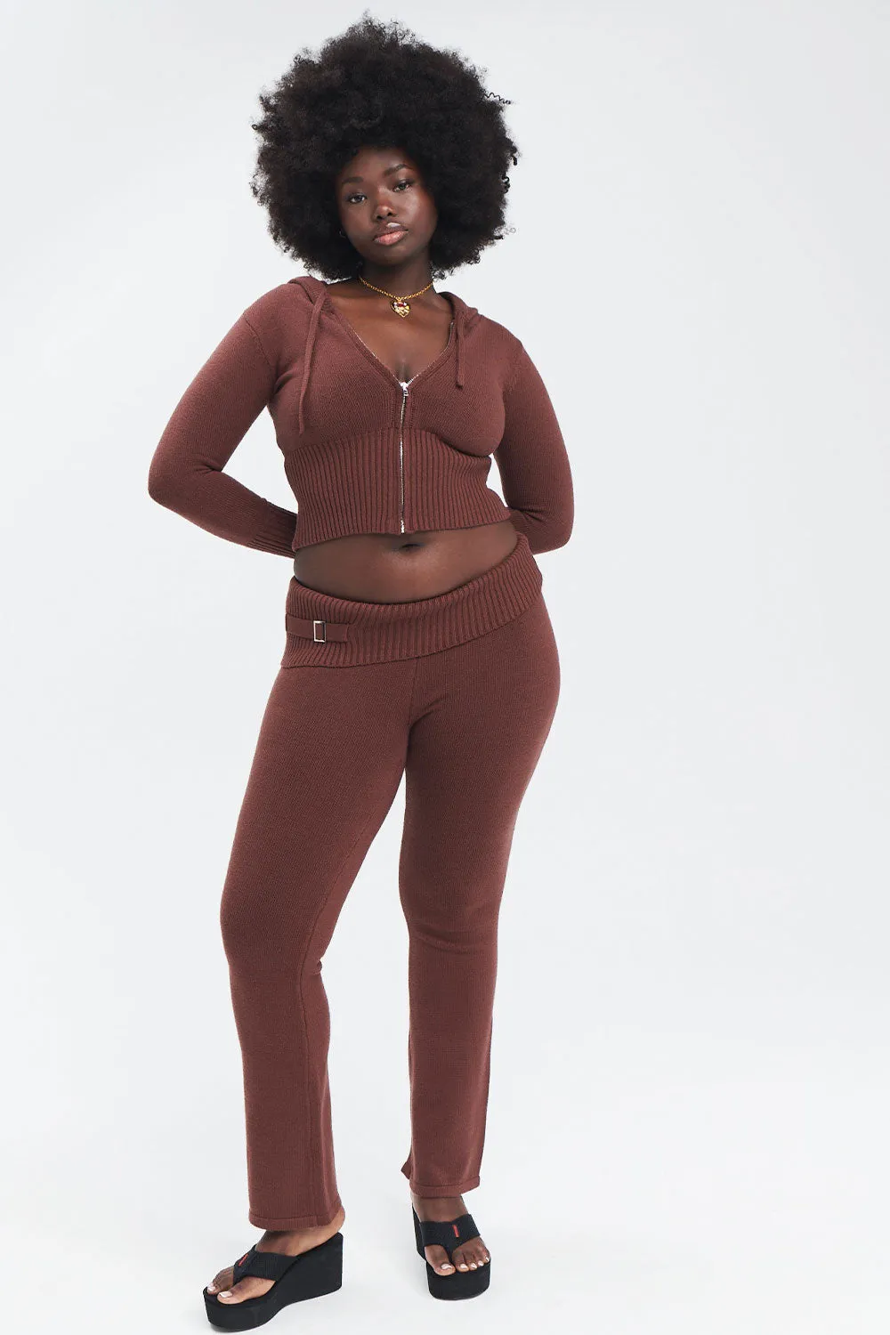 Fleur Cloud Knit Low Rise Pant - Chocolate sold by Frankie's Bikinis product image thumbnail 5