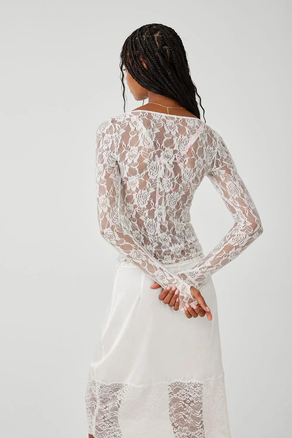 Day Lace Long Sleeve Shirt - White sold by Frankie's Bikinis product image thumbnail 3