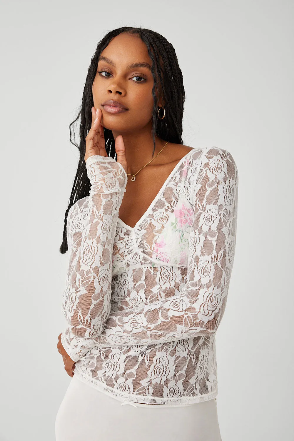 Day Lace Long Sleeve Shirt - White sold by Frankie's Bikinis