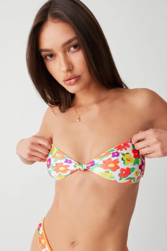Crescent Shine Bandeau Bikini Top - French Flowers sold by Frankie's Bikinis