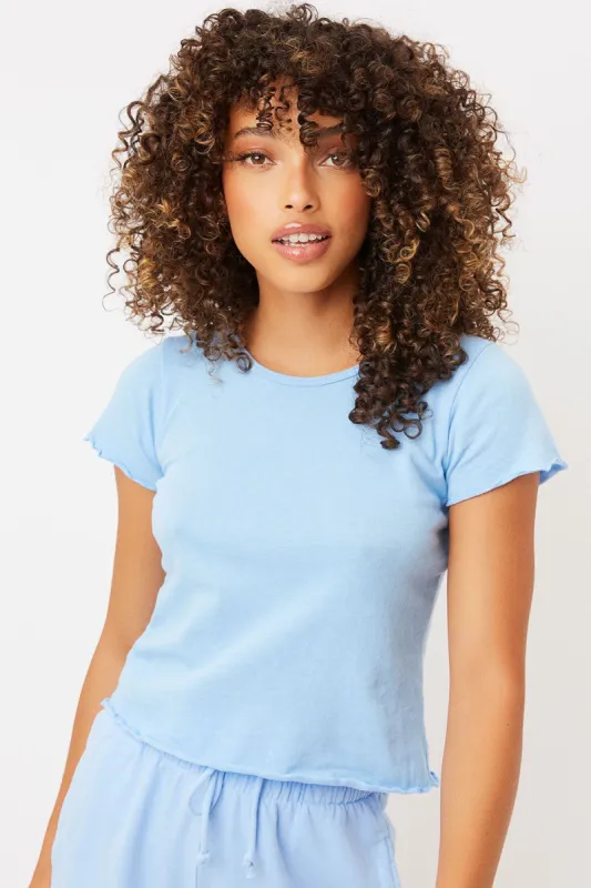 Baby Tee High Neck Crop Top - Chambray sold by Frankie's Bikinis
