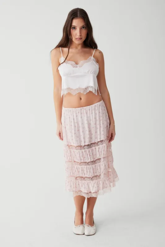 Solstice Floral Midi Skirt - Baby Bouquet Pink sold by Frankie's Bikinis