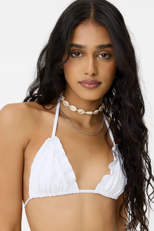 x GIGI HADID Tia Eyelet Triangle Bikini Top - Cherry Pie sold by Frankie's Bikinis