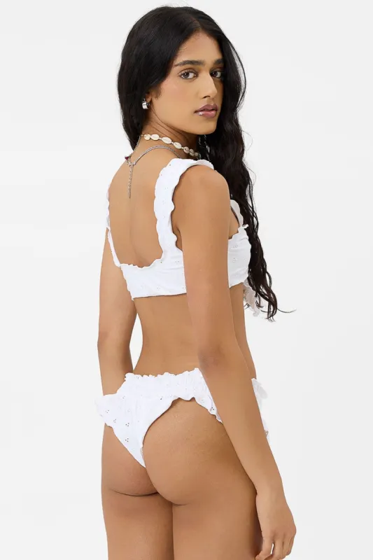 x GIGI HADID Pippa Eyelet Ruffle Bikini Bottom - Cherry Pie sold by Frankie's Bikinis