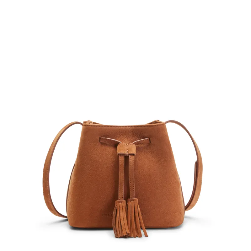 Tassel Bucket Bag in nabuck made by Fratelli Rossetti