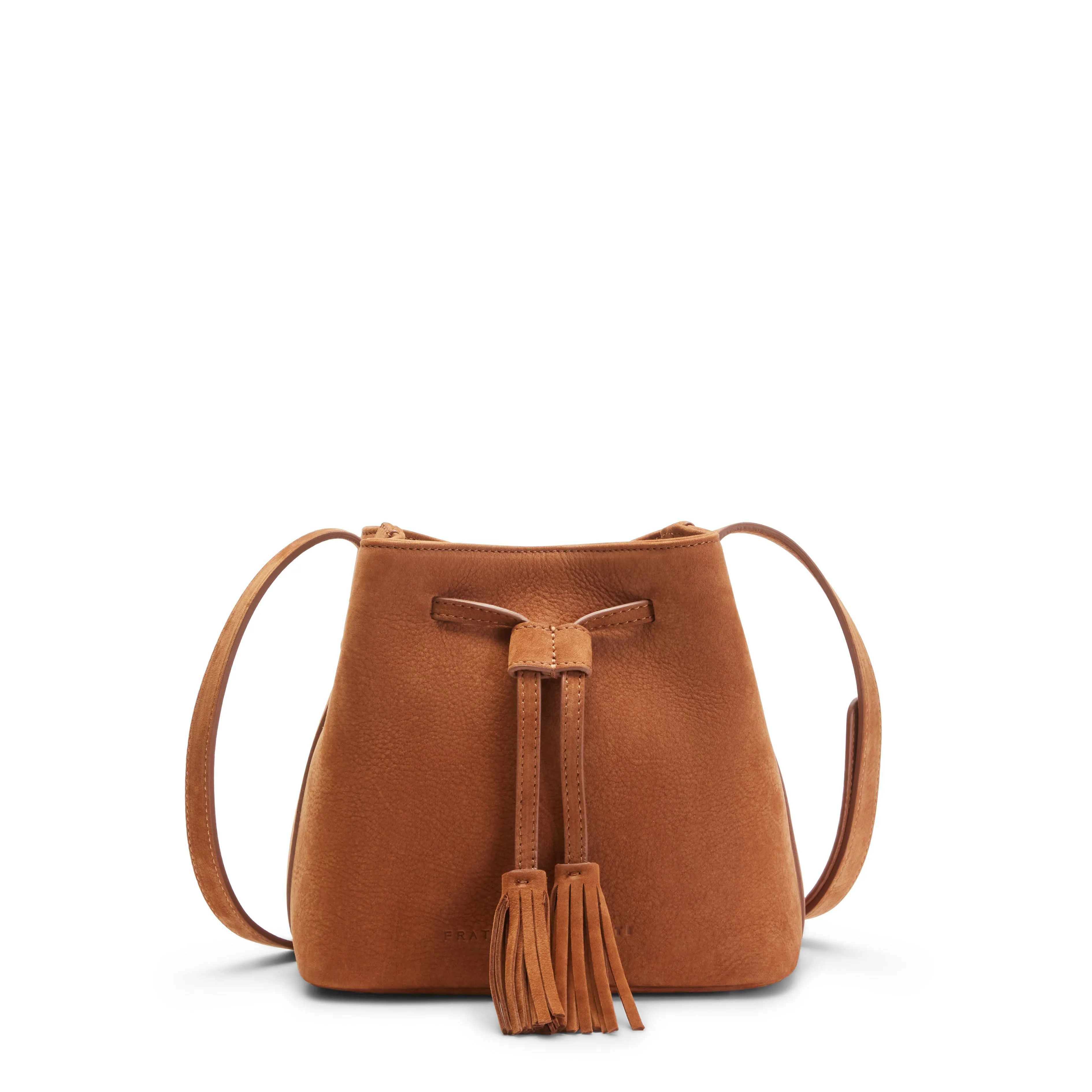 Tassel Bucket Bag in nabuck sold by Fratelli Rossetti