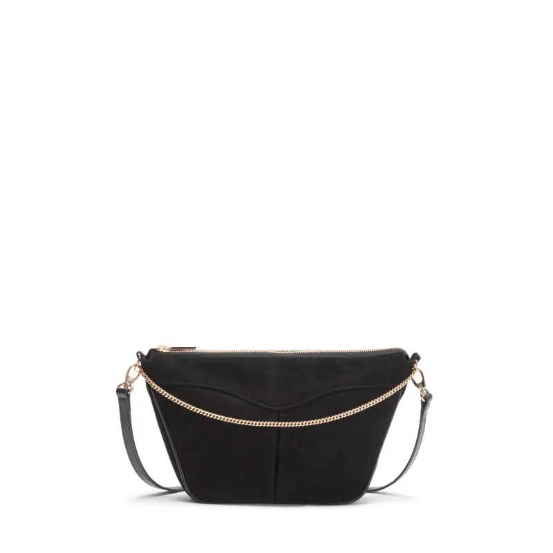 Pochette Claire in suede nero sold by Fratelli Rossetti