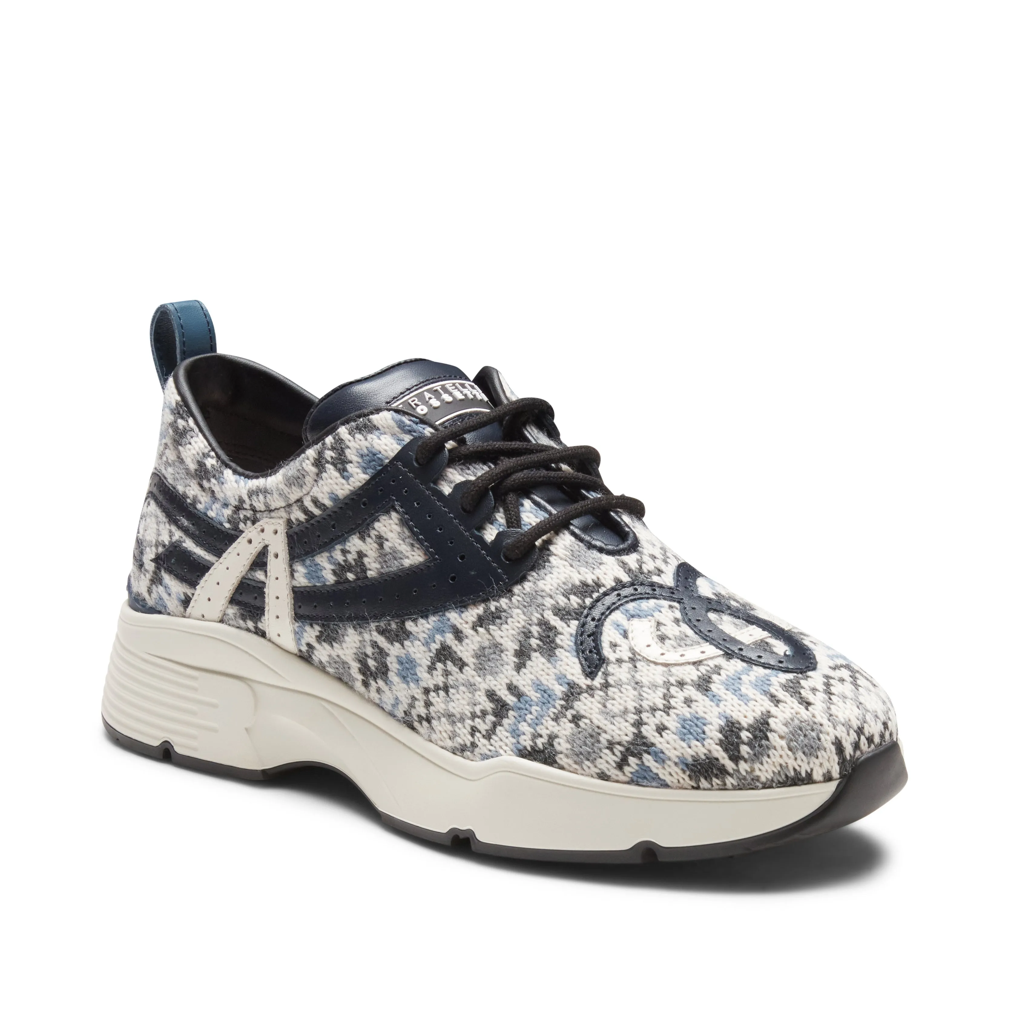 Sneaker in pelle e tessuto fantasia sold by Fratelli Rossetti