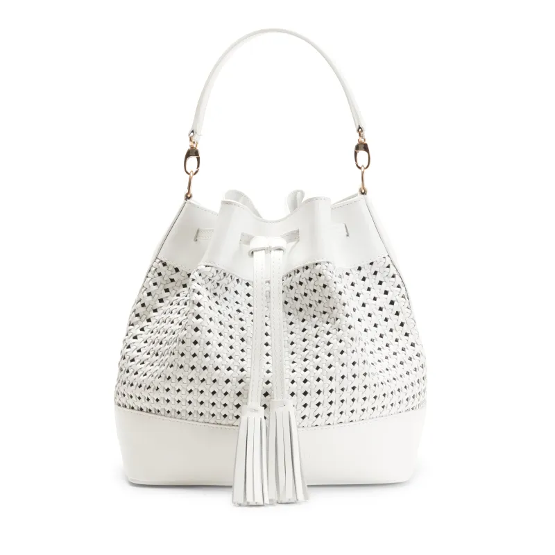 Bucket Bag in pelle intrecciata made by Fratelli Rossetti