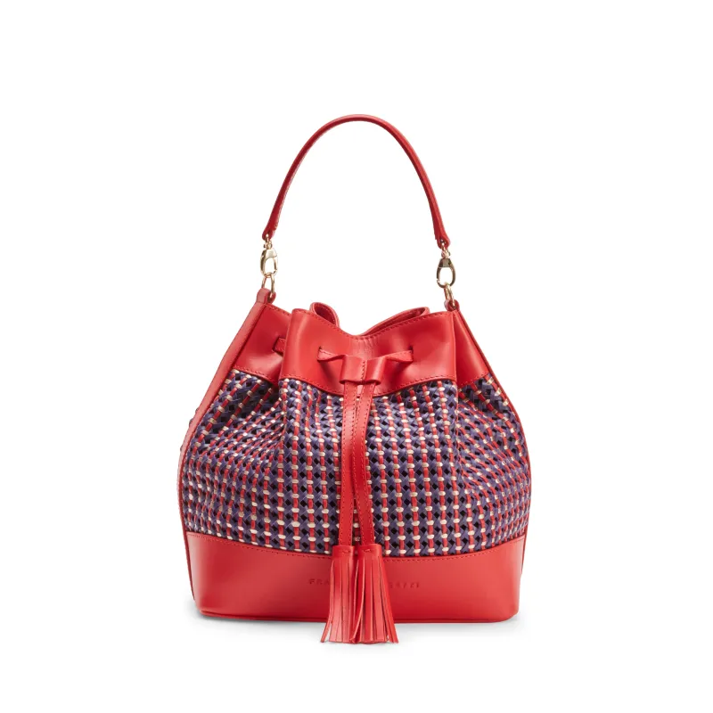 Bucket Bag in pelle intrecciata made by Fratelli Rossetti