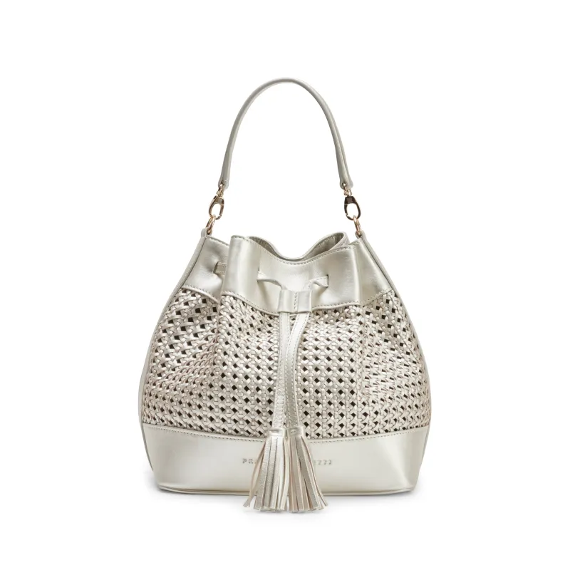 Bucket Bag in pelle intrecciata made by Fratelli Rossetti