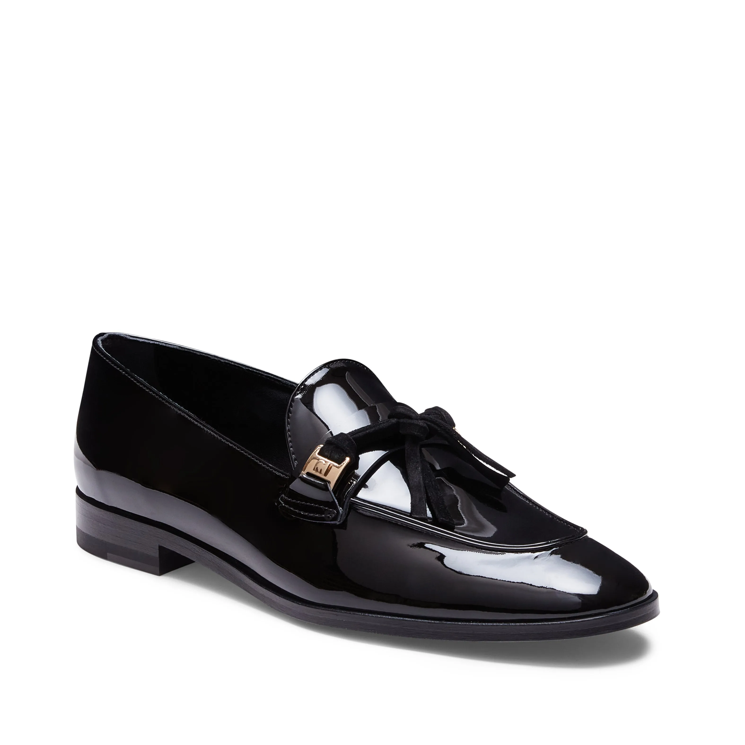 Mocassino da donna in pelle nera verniciata sold by Fratelli Rossetti