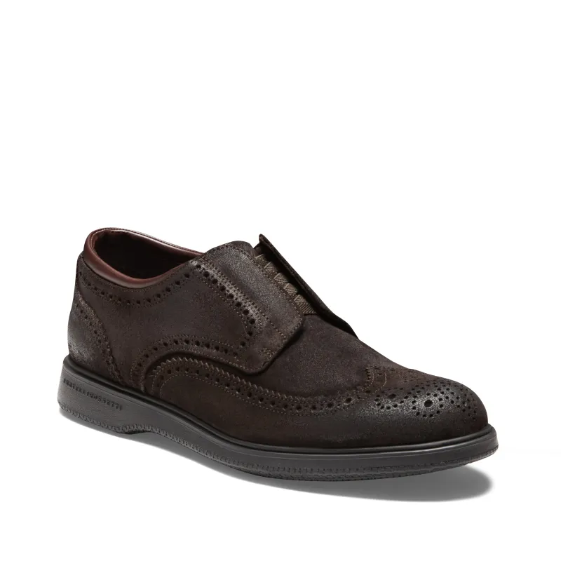 Stringata Derby brogue da uomo color cacao made by Fratelli Rossetti