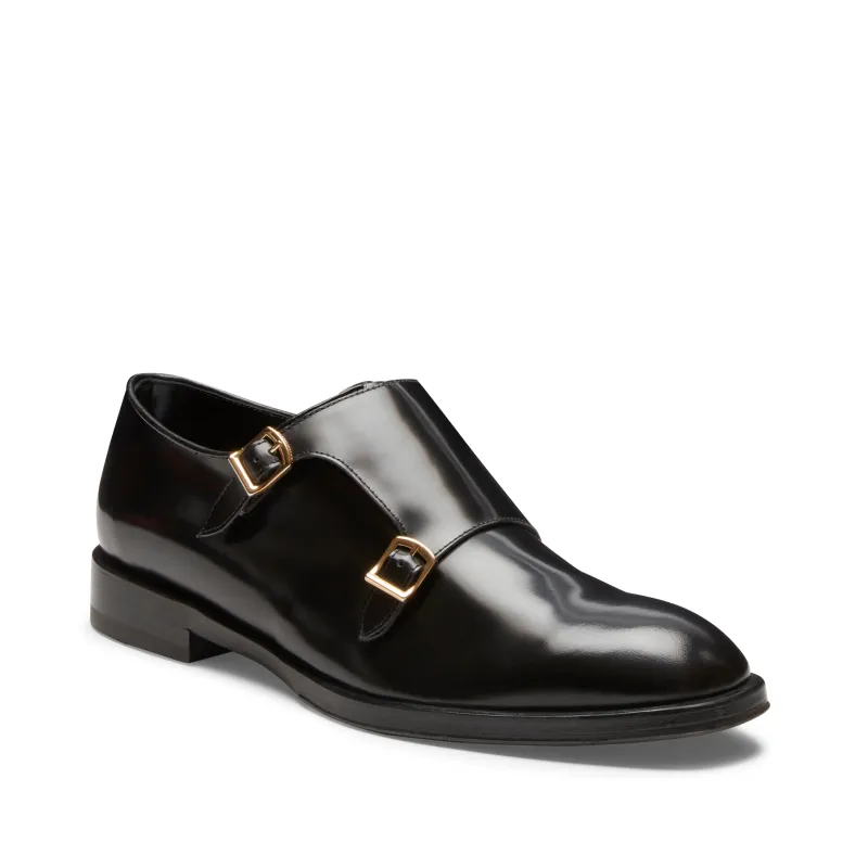 Derby doppia fibbia in pelle da donna nero made by Fratelli Rossetti