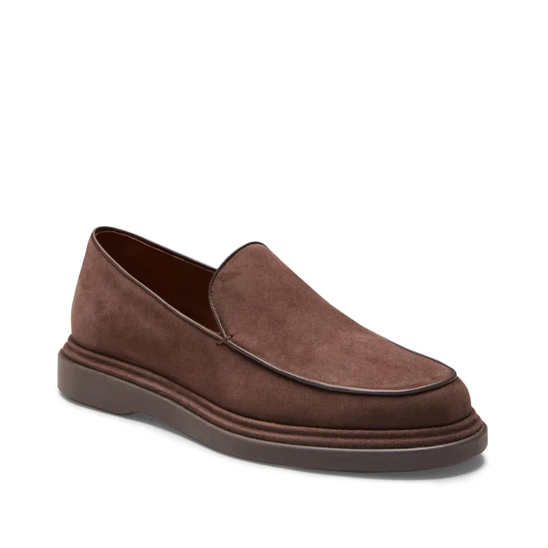 Mocassino in suede da uomo color ebano made by Fratelli Rossetti